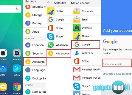 Add Google account to android device