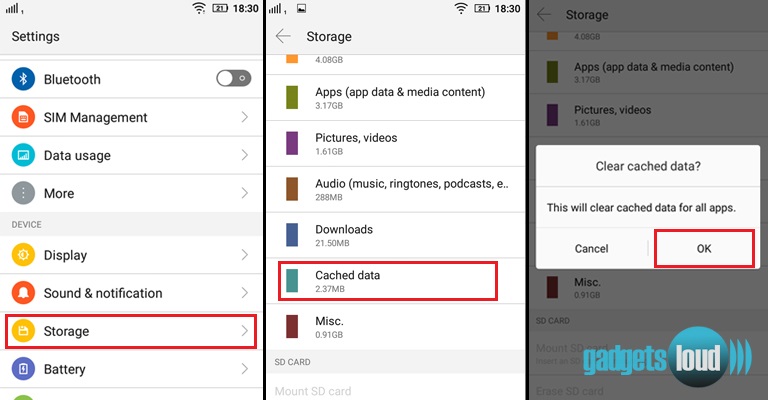 clear cached data on android smartphones