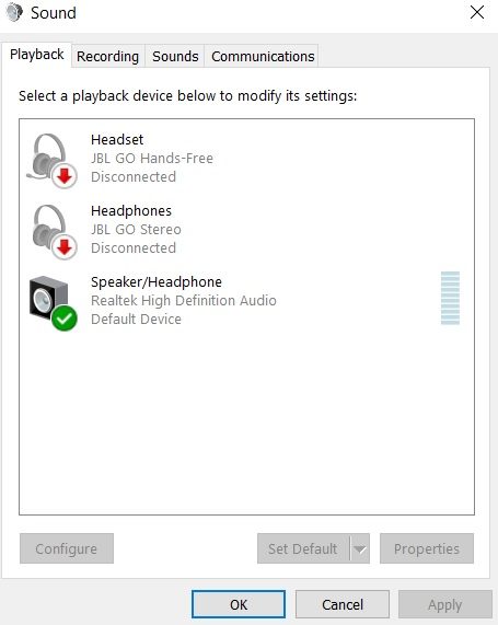 Control Panel Windows 10 Sound