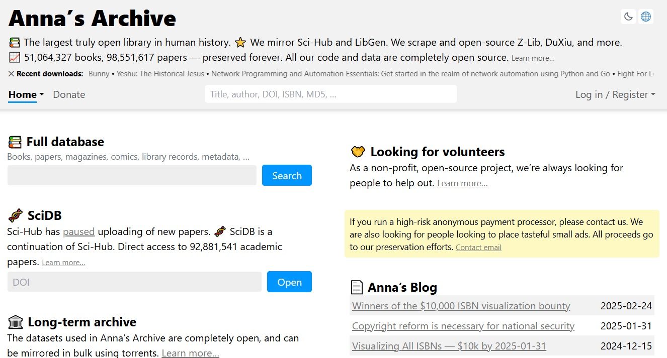 Anna Archive - Book Torrenting Site