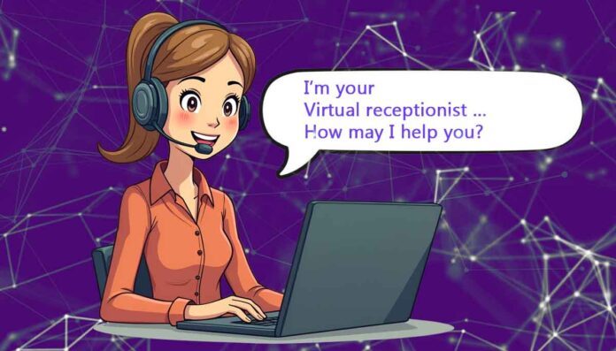 An image of a Virtual Receptionist—an AI-powered assistant capable of handling chats and phone calls, providing customers with seamless support and solutions 24/7.